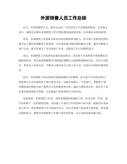 外派销售人员工作总结