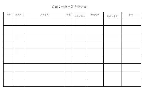 公司文件移交签收登记表(模板)