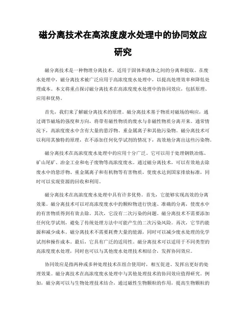 磁分离技术在高浓度废水处理中的协同效应研究