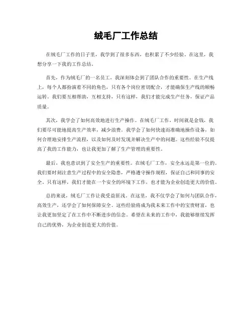 绒毛厂工作总结