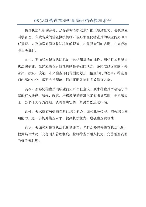 06完善稽查执法机制提升稽查执法水平