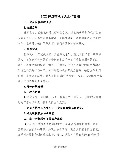 2023摄影拍照个人工作总结(4篇)