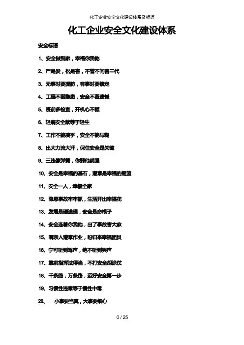 化工企业安全文化建设体系及标语