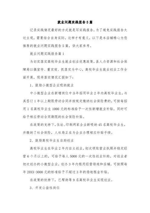 就业问题实践报告5篇