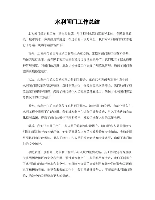 水利闸门工作总结