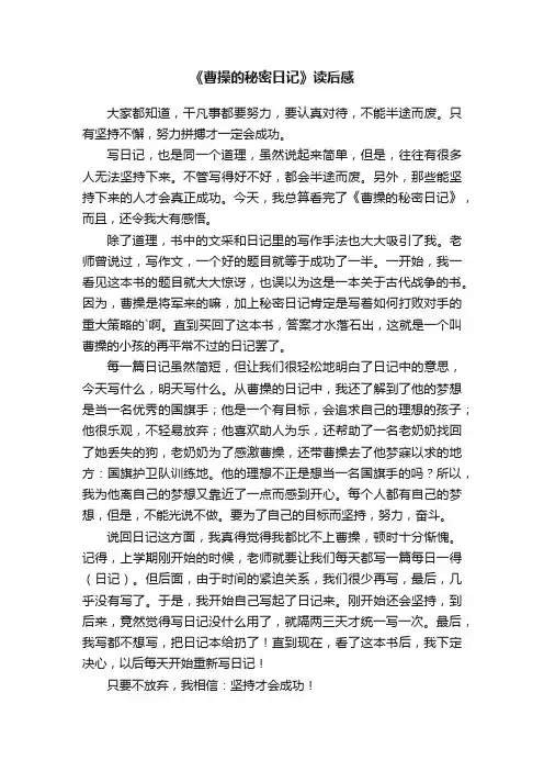 《曹操的秘密日记》读后感