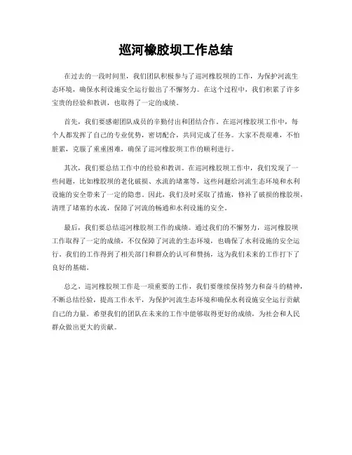 巡河橡胶坝工作总结