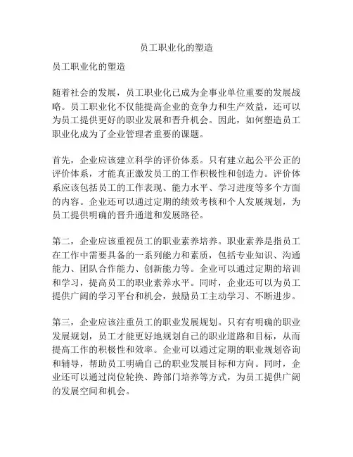 员工职业化的塑造