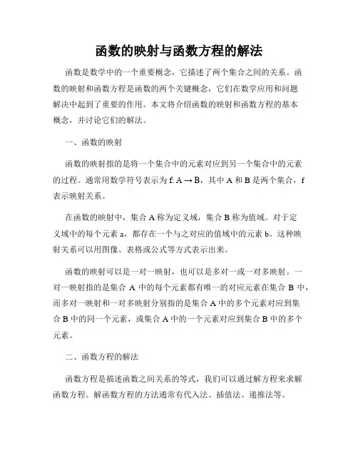 函数的映射与函数方程的解法