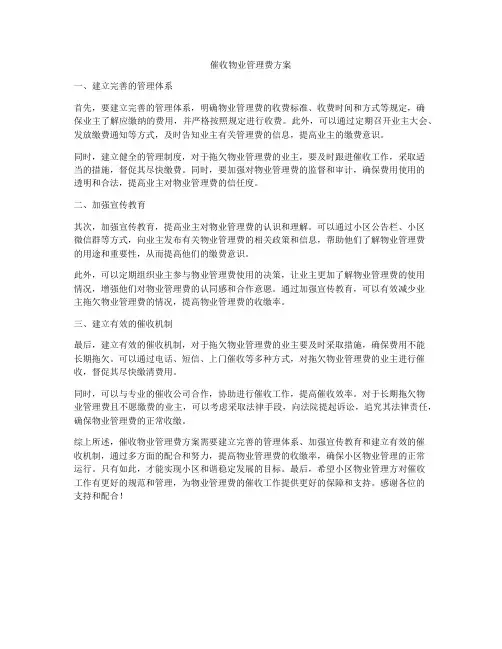 催收物业管理费方案