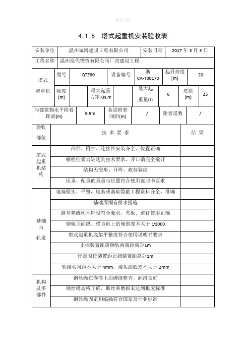 塔吊安装验收表