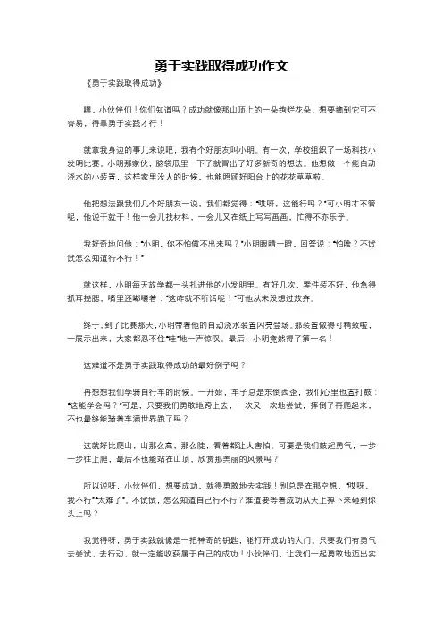 勇于实践取得成功作文