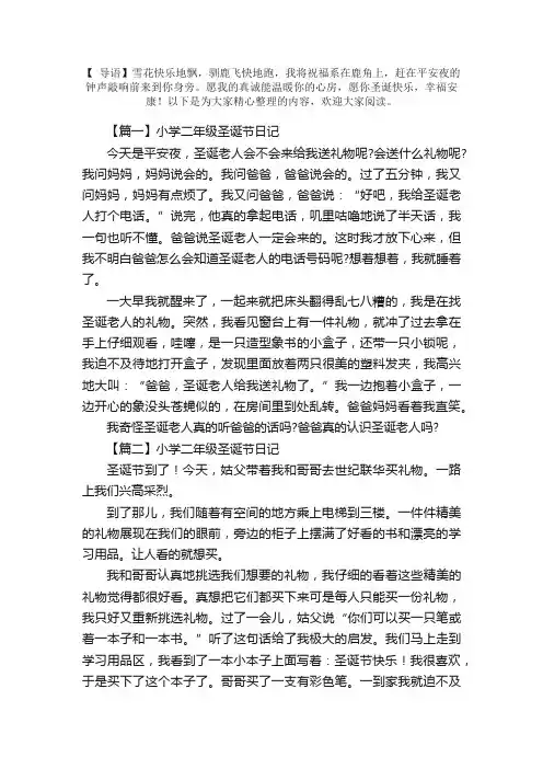 小学二年级圣诞节日记六篇
