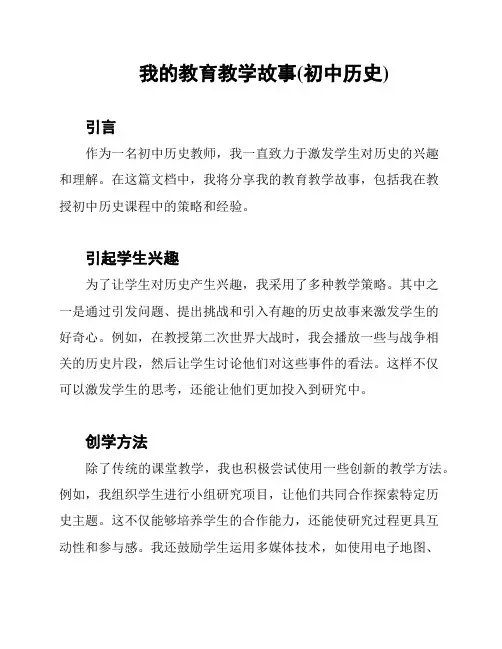 我的教育教学故事(初中历史)