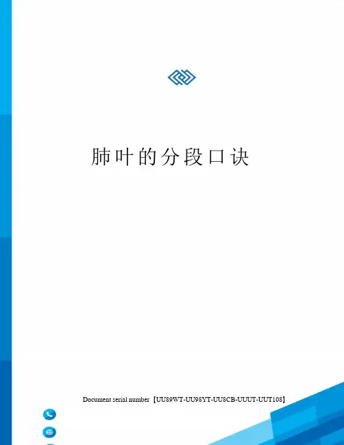 肺叶的分段口诀