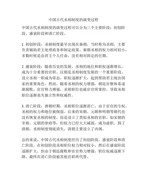 中国古代丞相制度的演变过程