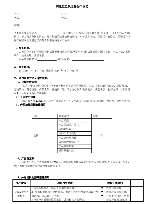 阿里巴巴合作运营协议