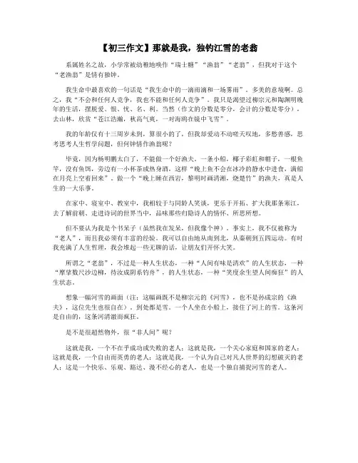 【初三作文】那就是我,独钓江雪的老翁