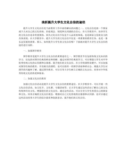 浅析提升大学生文化自信的途径