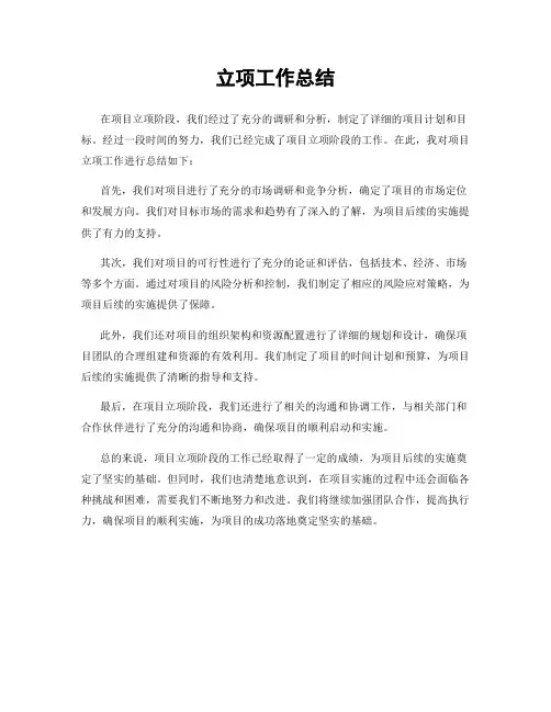 立项工作总结