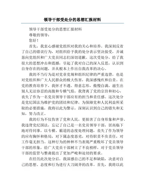 领导干部受处分的思想汇报材料