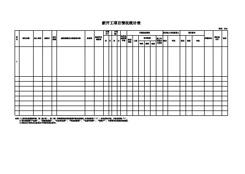 新开工项目情况统计表