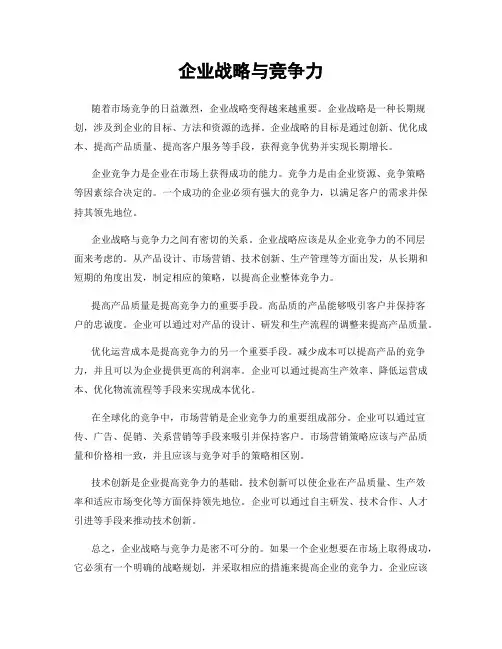 企业战略与竞争力