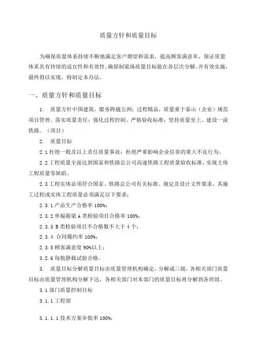质量方针和质量目标