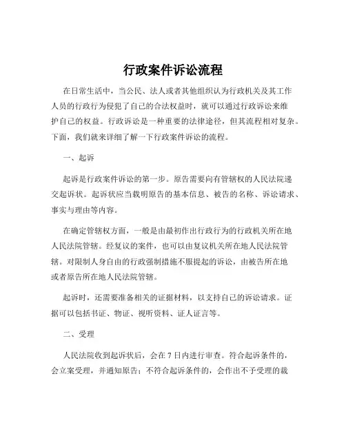 行政案件诉讼流程