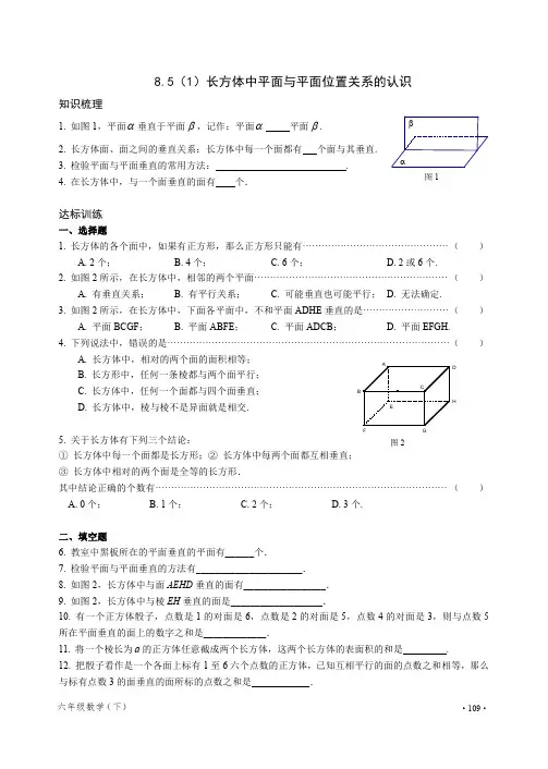 每日一练 长方体中平面与平面位置关系的认识
