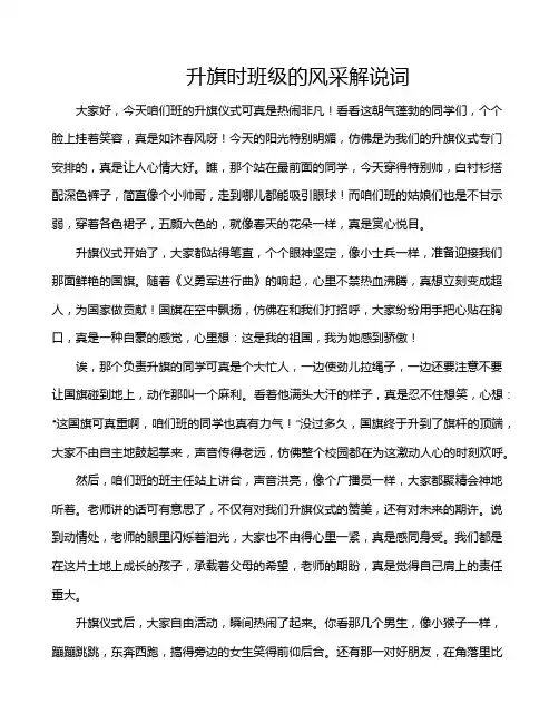 升旗时班级的风采解说词