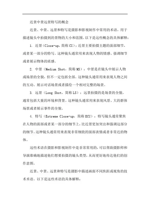 近景中景远景特写的概念