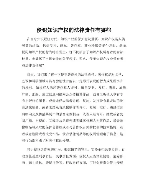 侵犯知识产权的法律责任有哪些