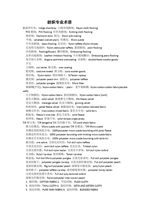 纺织行业在外贸上的专业术语