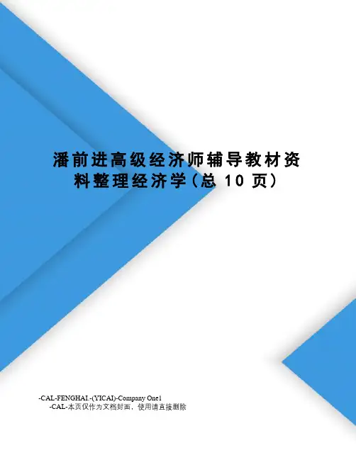 潘前进高级经济师辅导教材资料整理经济学