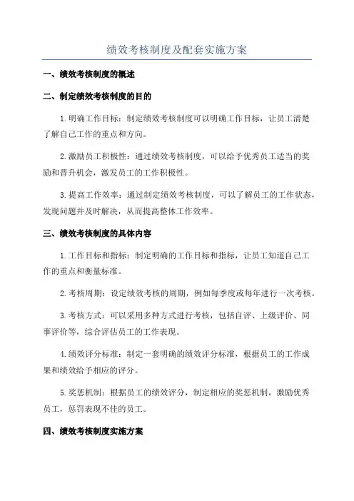 绩效考核制度及配套实施方案