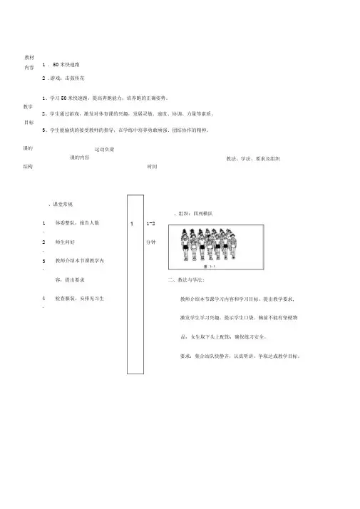 小学体育课50米快速跑教案
