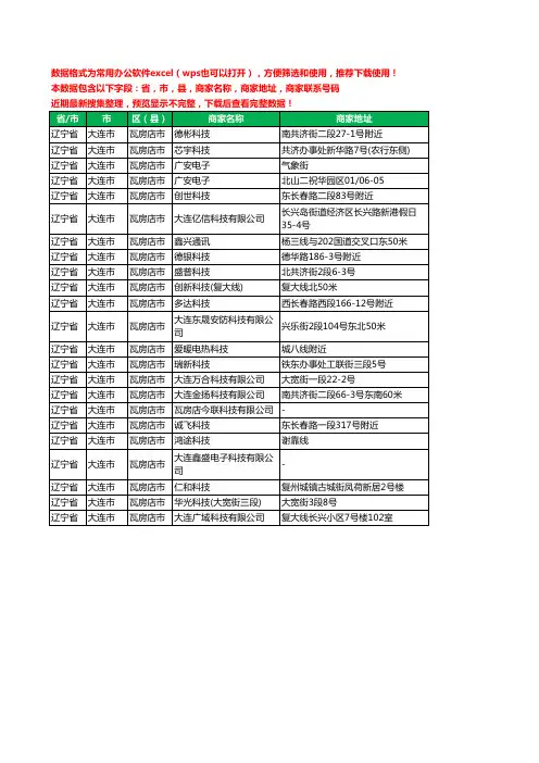 2020新版辽宁省大连市瓦房店市电子科技有限公司工商企业公司商家名录名单黄页联系电话号码地址大全23家