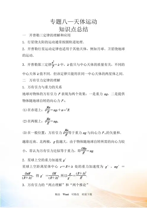 届高考物理一轮复习专题天体运动
