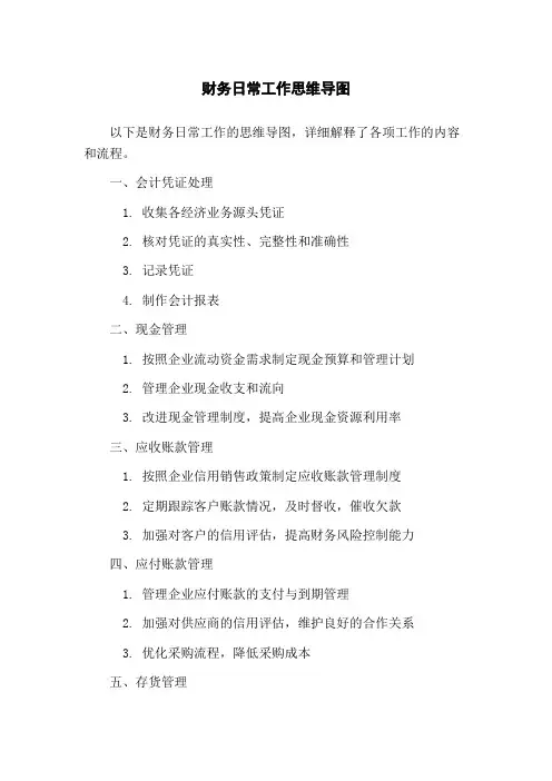 财务日常工作思维导图