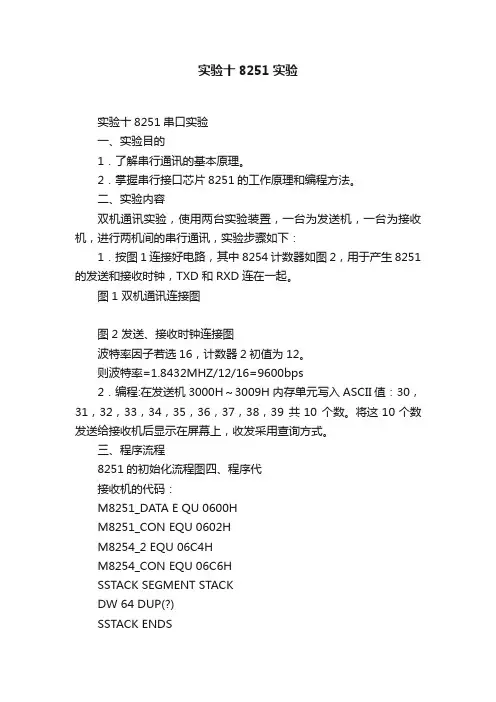 实验十8251实验