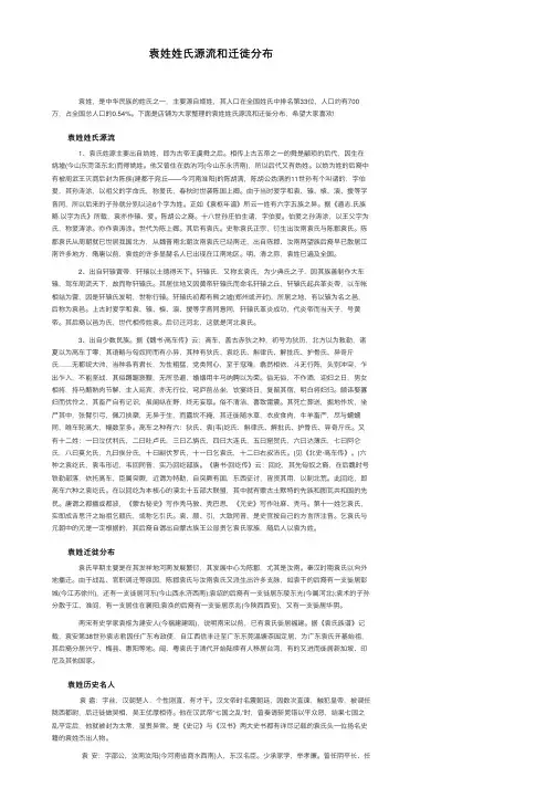 袁姓姓氏源流和迁徙分布