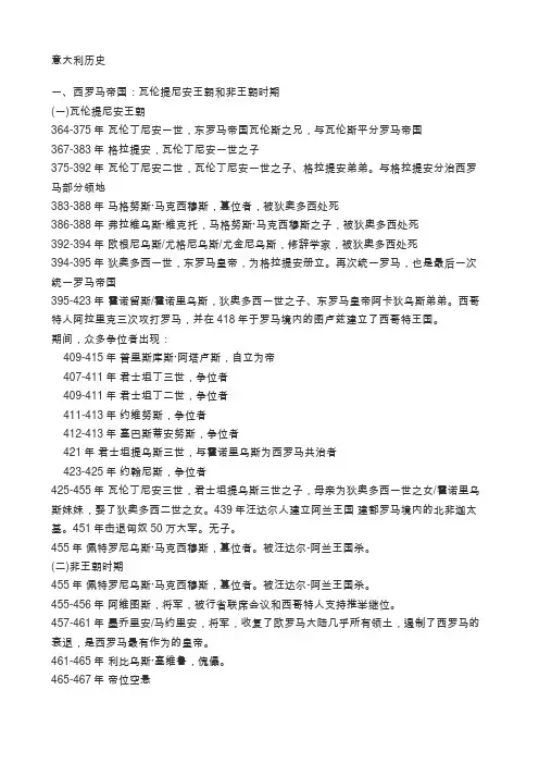 意大利王朝历史