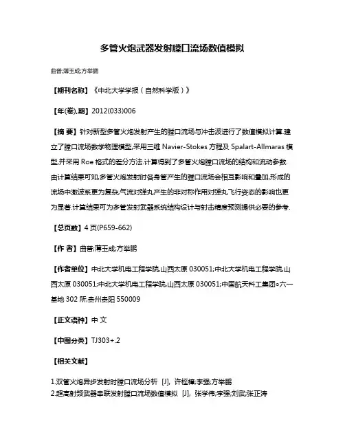 多管火炮武器发射膛口流场数值模拟