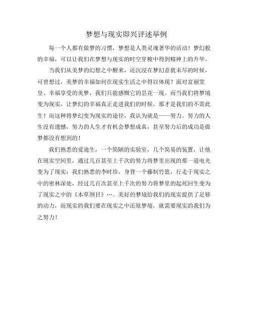 梦想与现实即兴评述举例