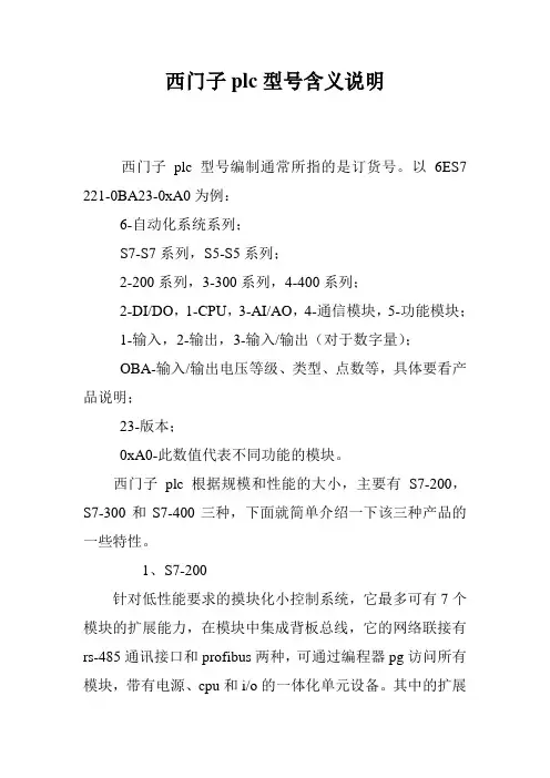 西门子plc型号含义说明