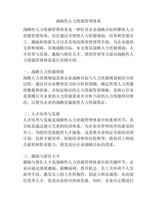 战略性人力资源管理体系