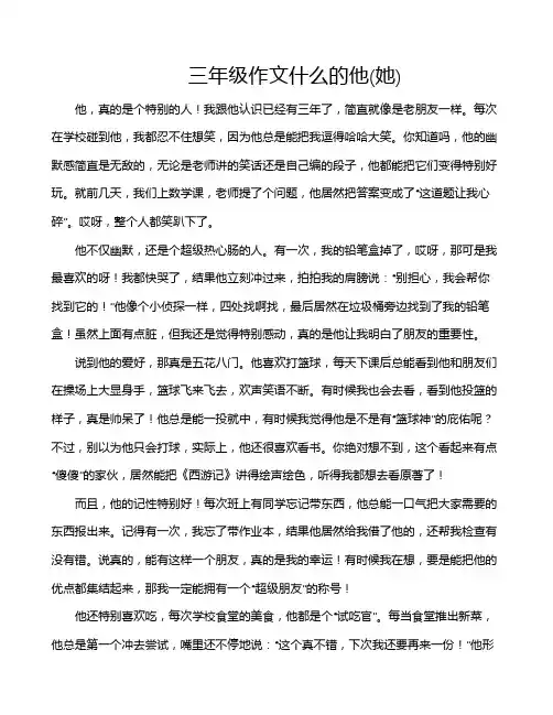 三年级作文什么的他(她)