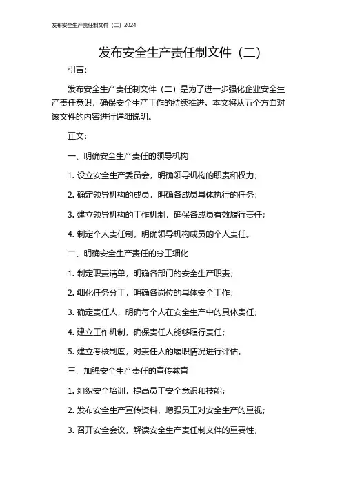 发布安全生产责任制文件(二)2024