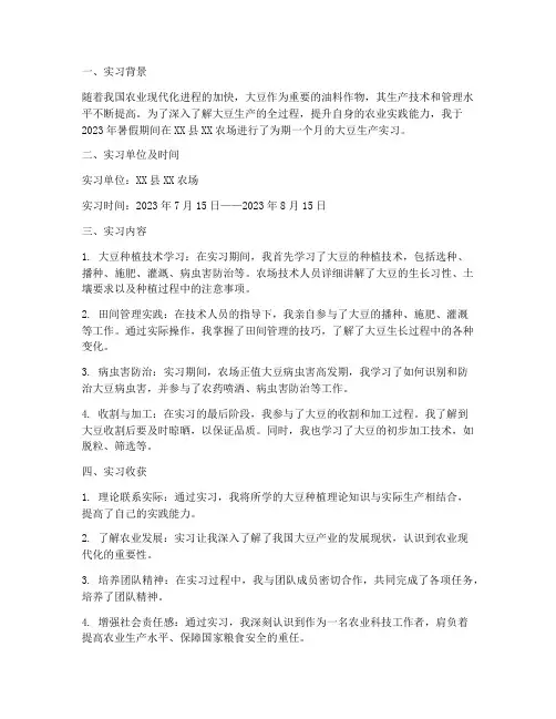大豆生产实习报告